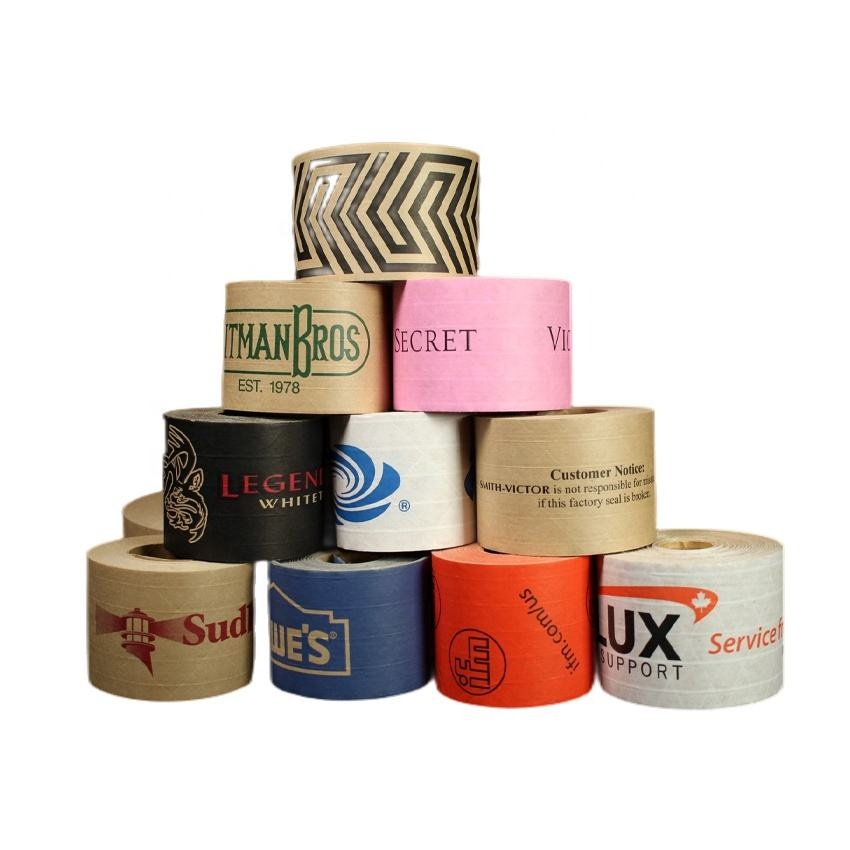 Water Activated Gummed Brown Custom Packing Reinforced Kraft Paper Tape