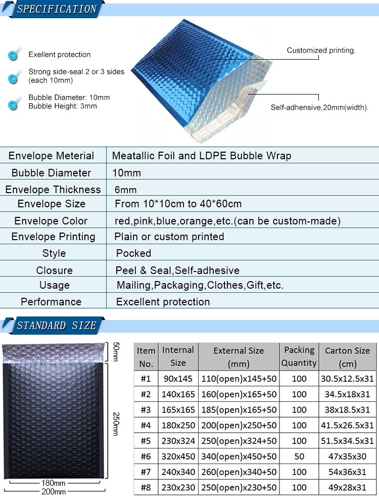 aluminized foil lined bubble mailer